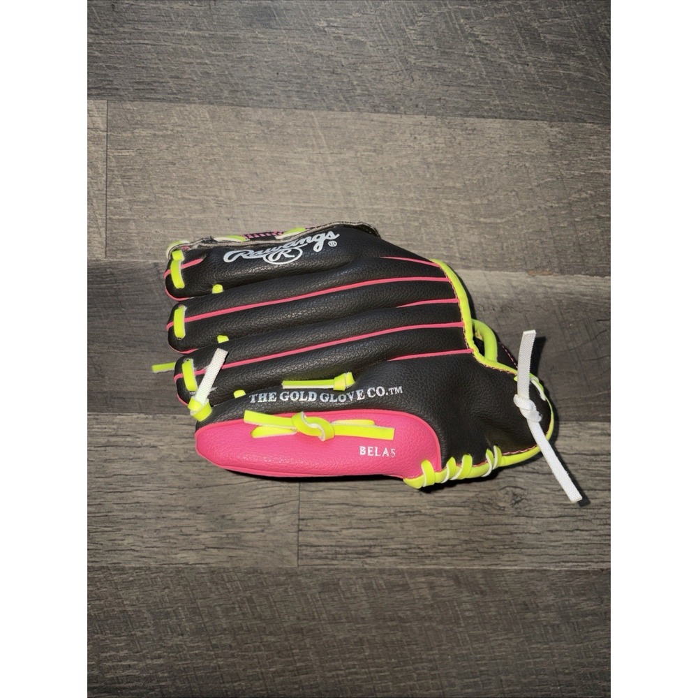 Rawlings WPL95DSP T-Ball Glove Youth 9.5" Right Hand Throw Black Pink Yellow
